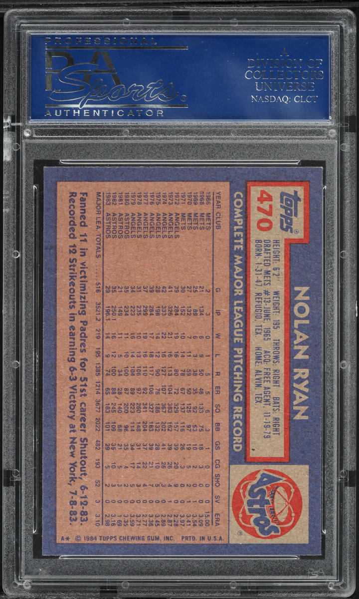 1984 Topps Nolan Ryan #470 PSA 10 GEM MINT