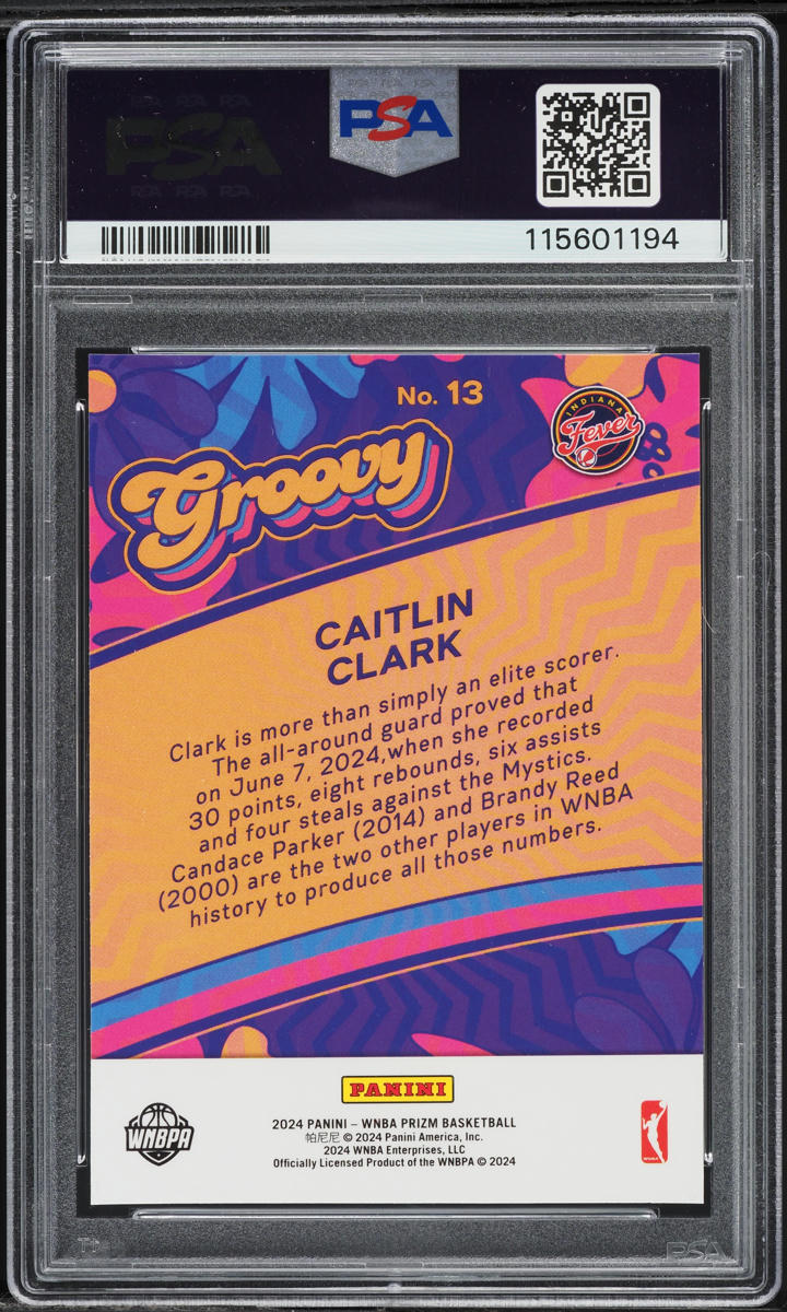 2024 Panini Prizm WNBA Groovy Caitlin Clark ROOKIE #13 PSA 10 GEM MINT