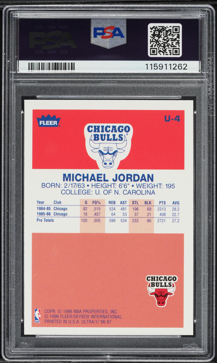 1996 Ultra Decade Of Excellence Michael Jordan #U-4 PSA 10 GEM MINT