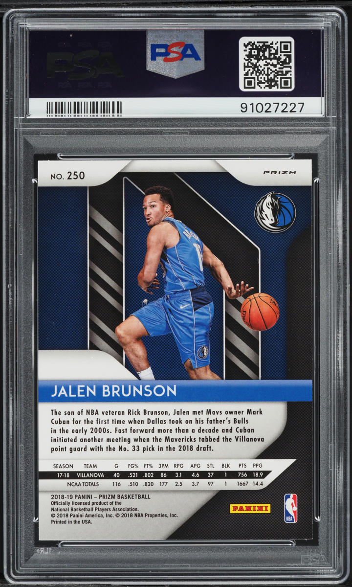 2018 Panini Prizm Silver Jalen Brunson ROOKIE #250 PSA 10 GEM MINT