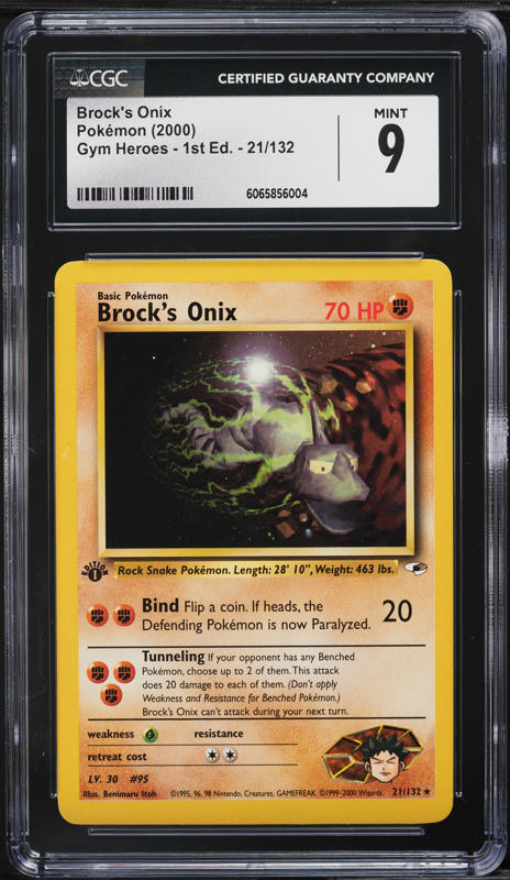 2000 Pokemon Gym Heroes 1st Edition Brock's Onix #69 CGC 9 MINT on Fanatics Collect 2000 Pokemon Gym Heroes 1st Edition Brock's Onix #69 CGC 9 MINT on Fanatics Collect