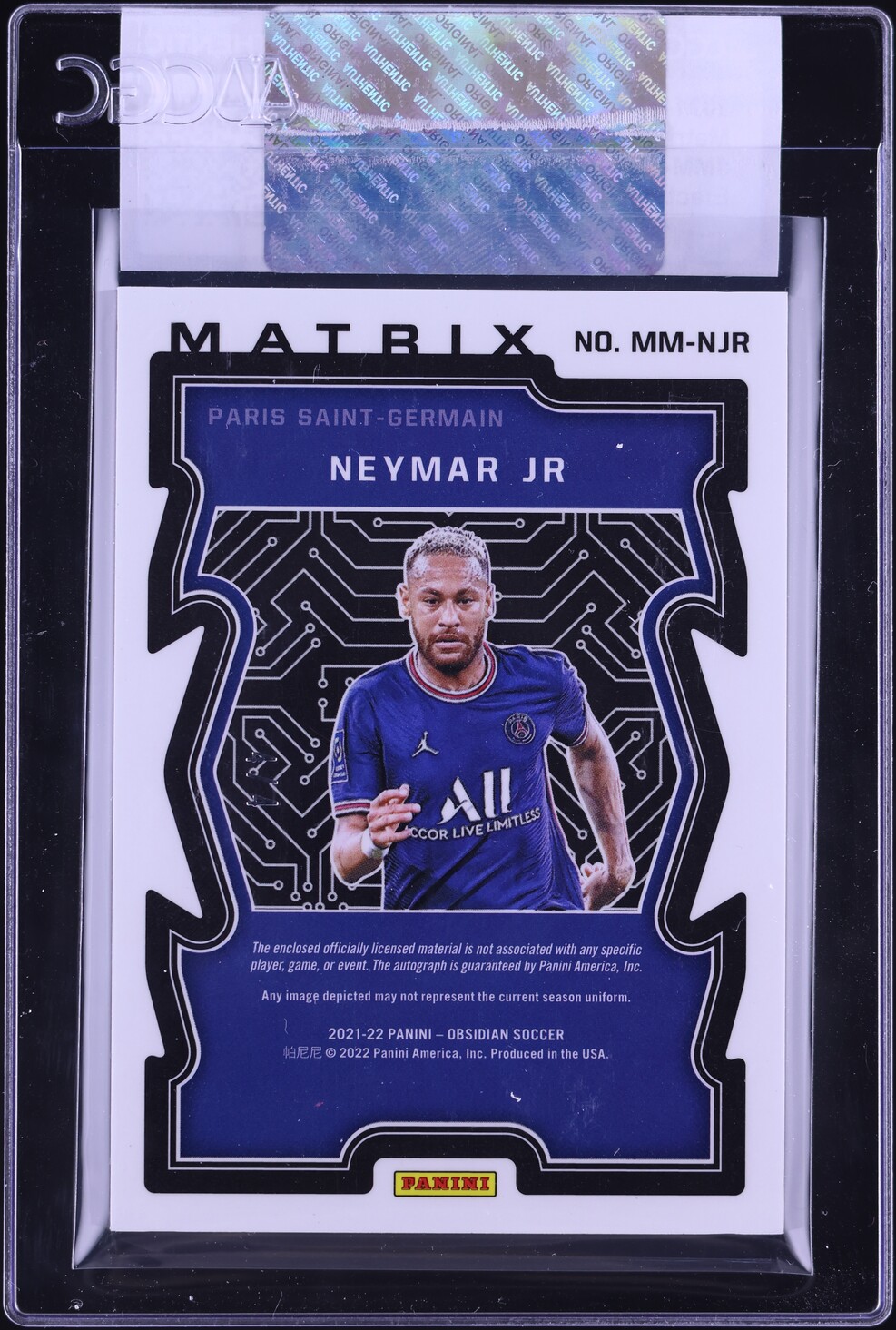 2021 Panini Obsidian Matrix Material E/E Red Neymar Jr. PATCH AUTO