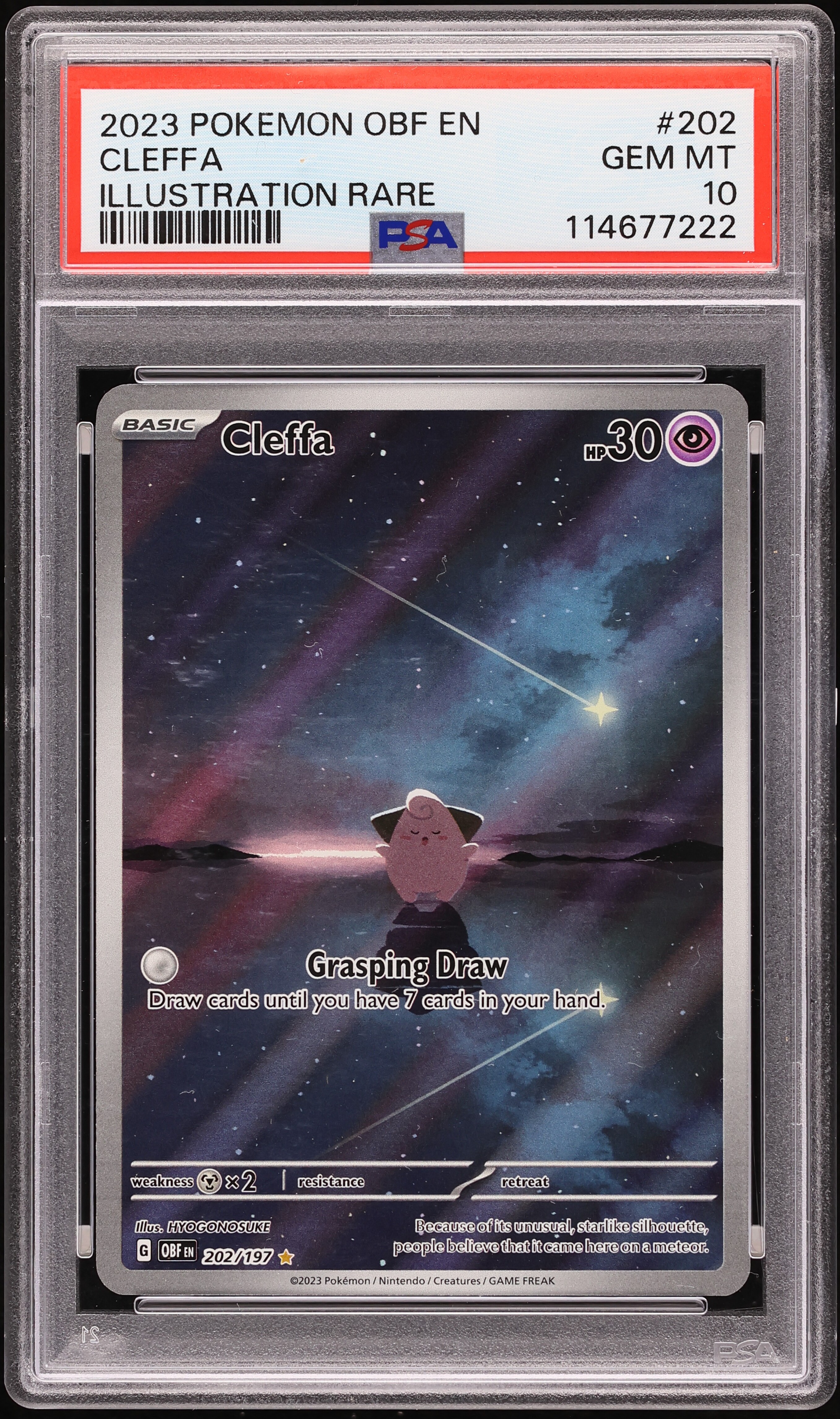 2024 Pokemon Scarlet & Violet Obsidian Flames IR Cleffa #202 PSA