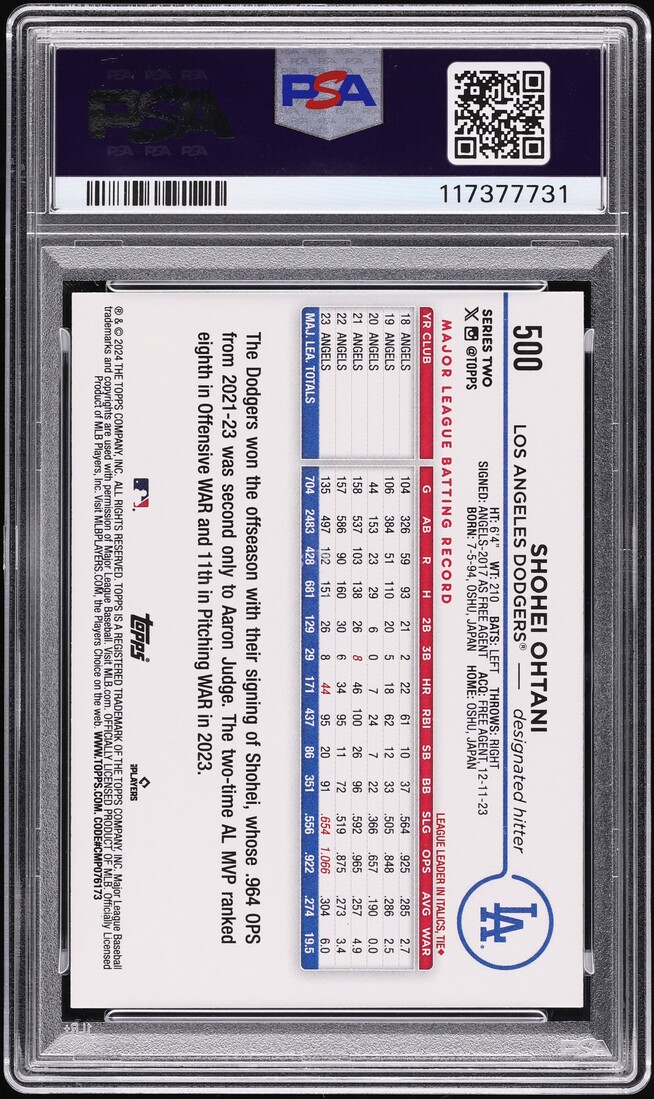 2024 Topps Shohei Ohtani #500 PSA 8 NM-MT