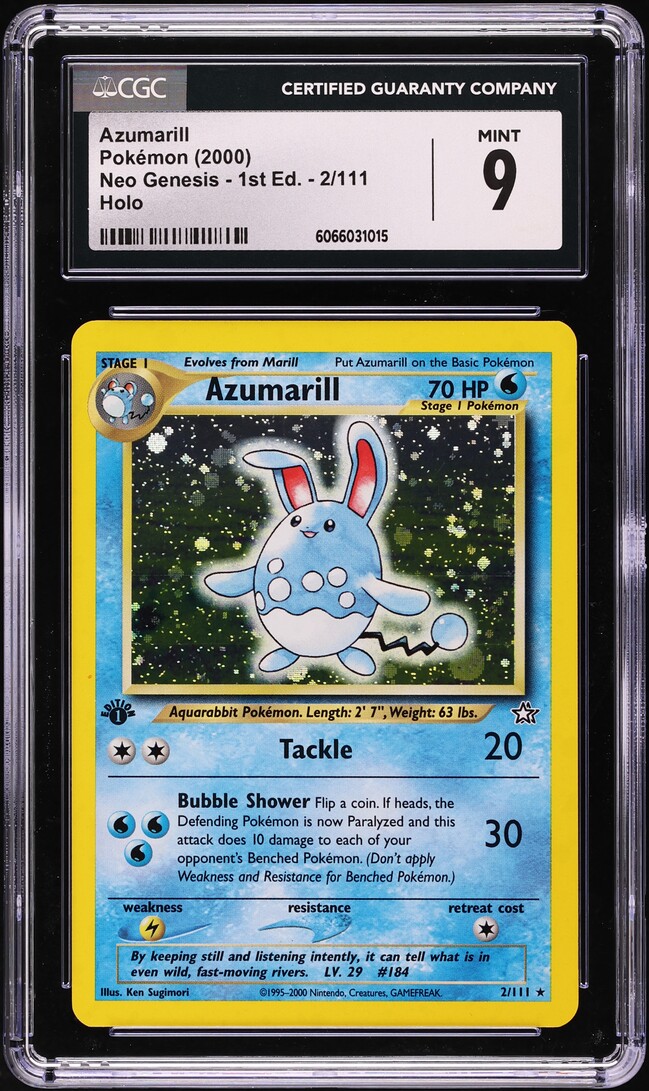 2000 Pokemon Neo Genesis 1st Edition Holo Azumarill #2 CGC 9 MINT