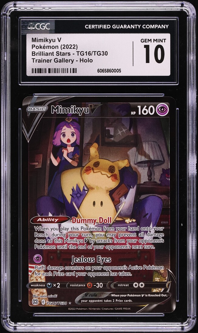 2022 Pokemon SWSH Brilliant Stars Full Art Mimikyu V #TG16 CGC 10