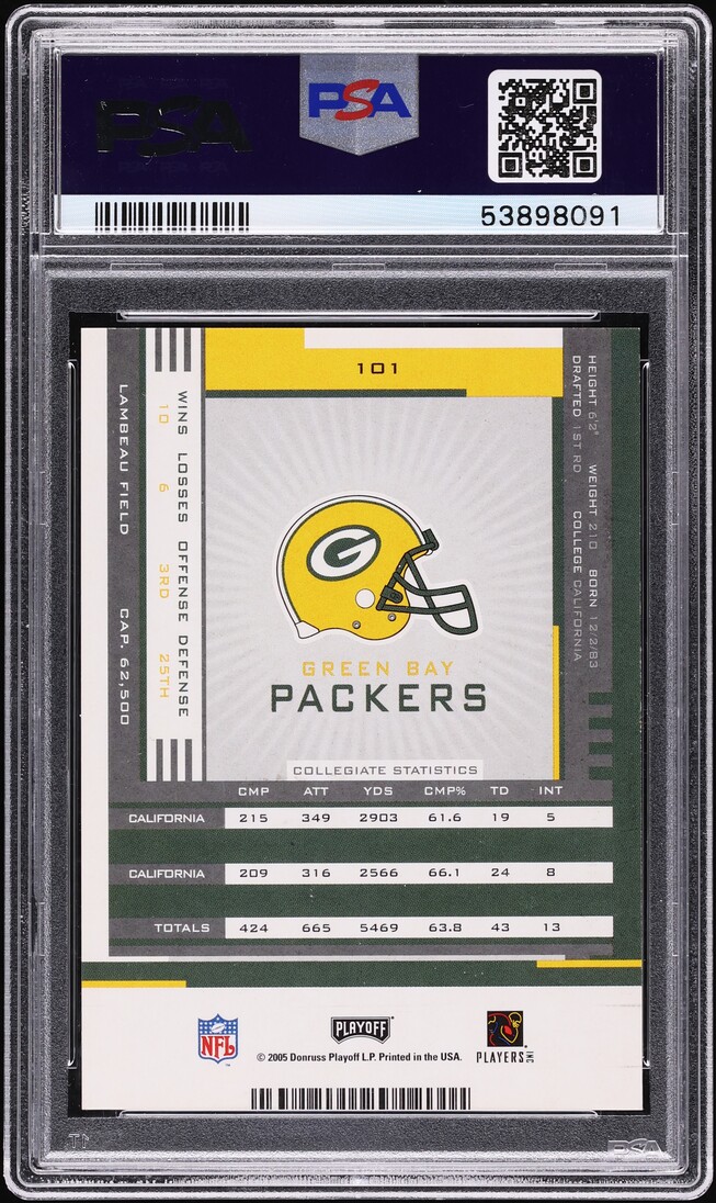 2005 Playoff Contenders Aaron Rodgers ROOKIE AUTO #101 PSA 8 NM-MT