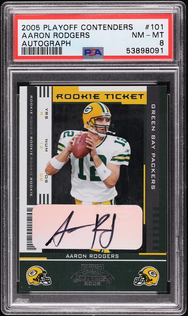 2005 Playoff Contenders Aaron Rodgers ROOKIE AUTO #101 PSA 8 NM-MT