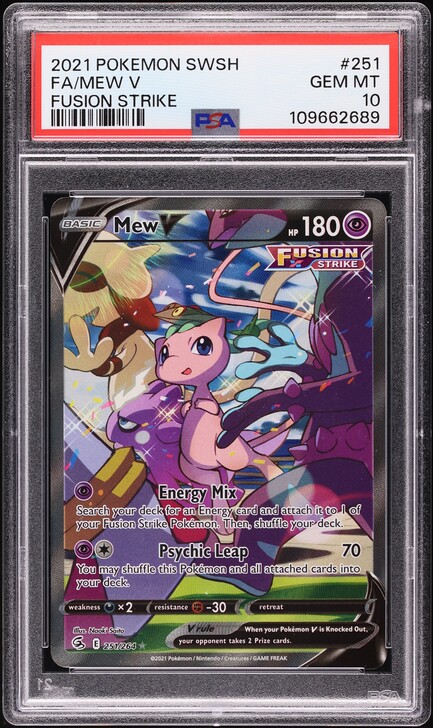 2021 Pokemon Sword & Shield Fusion Strike Full Art Mew V #251 PSA