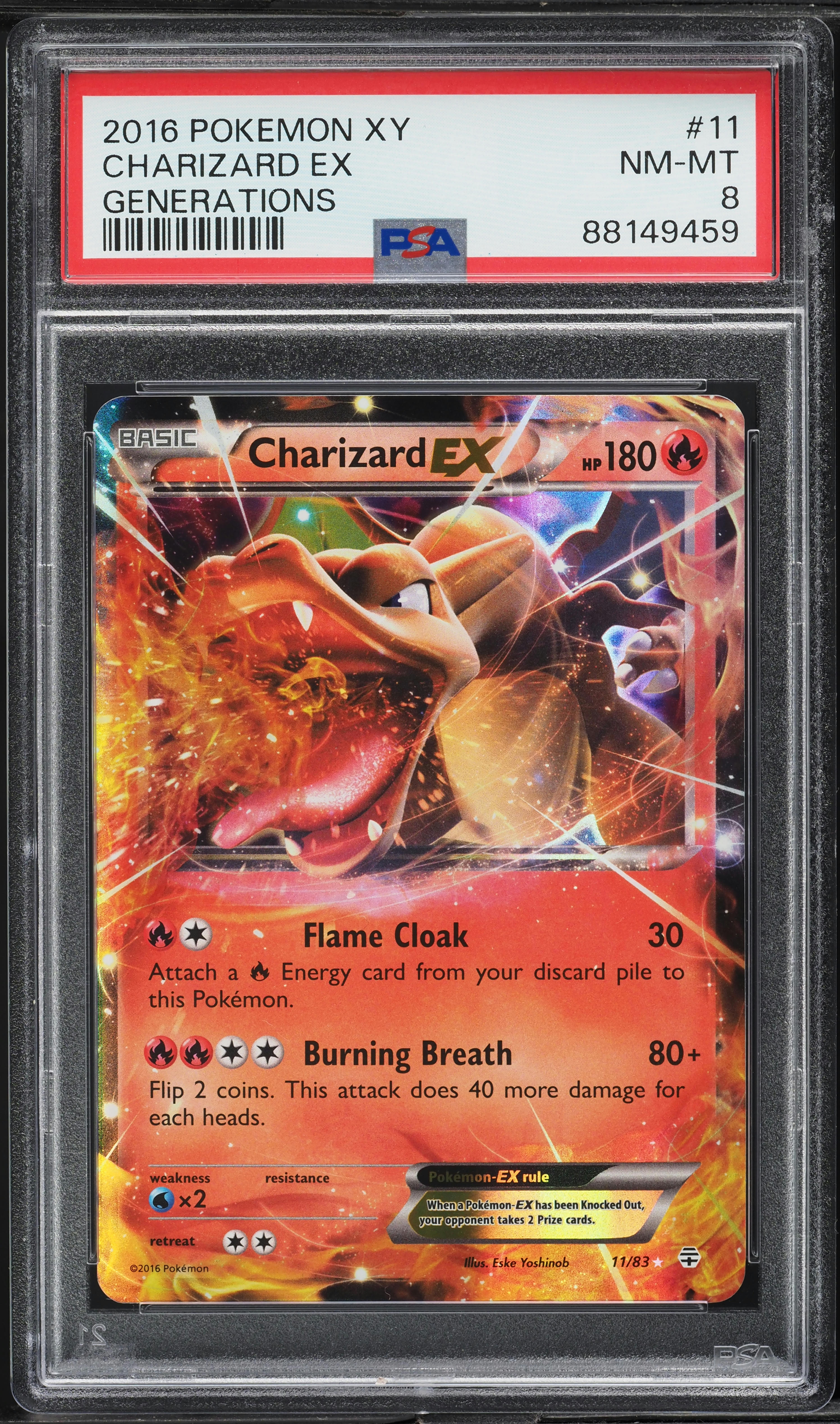 2016 Pokemon XY Generations Charizard EX #11 PSA 8 NM-MT on