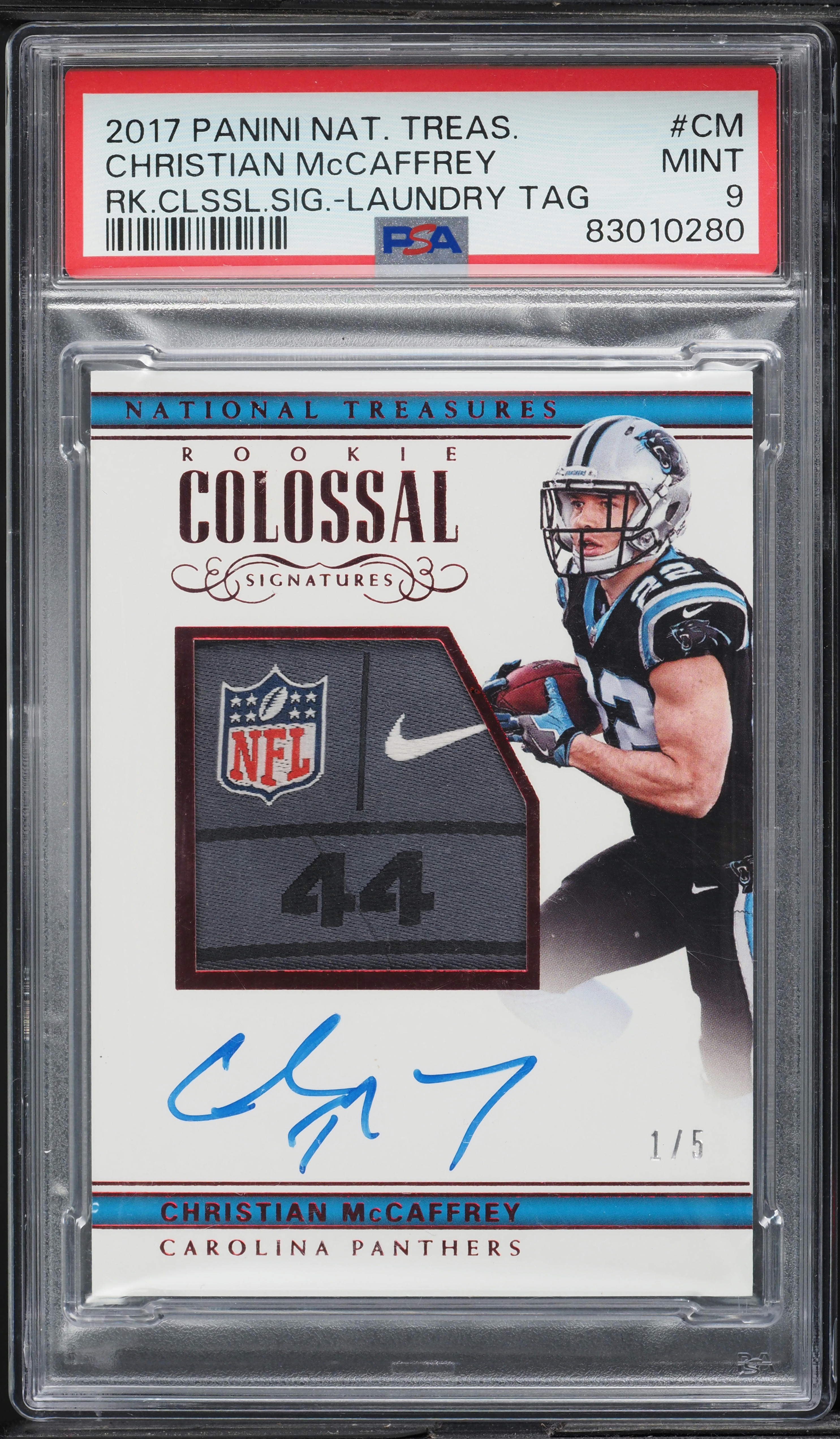 2017 National Treasures Colossal Christian McCaffrey RC TAG PATCH