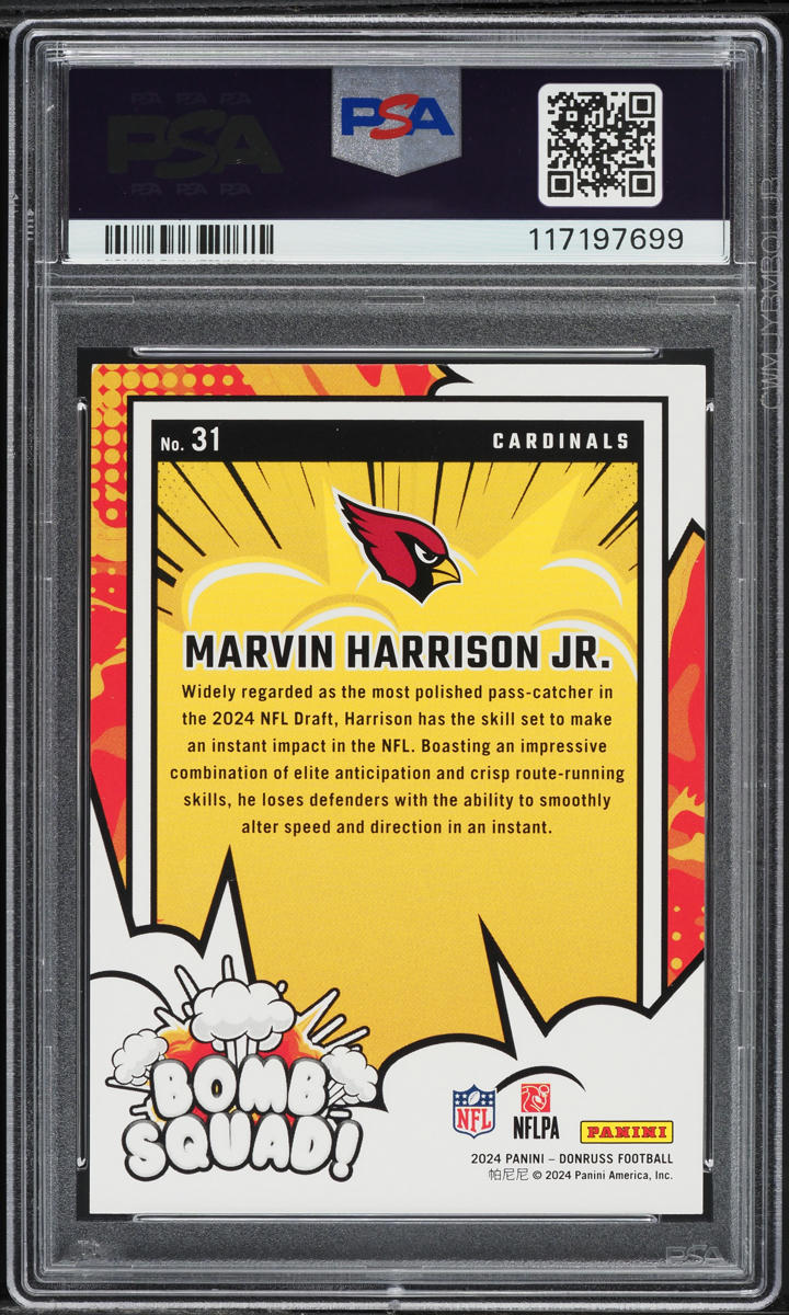 2024 Donruss Bomb Squad Marvin Harrison Jr. ROOKIE #31 PSA 8 NM-MT
