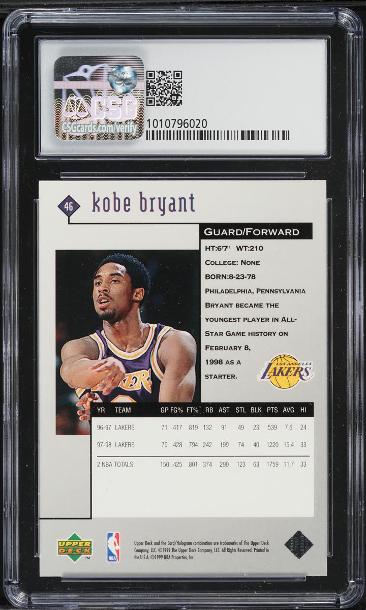1998 Black Diamond Kobe Bryant #46 CSG 9 MINT