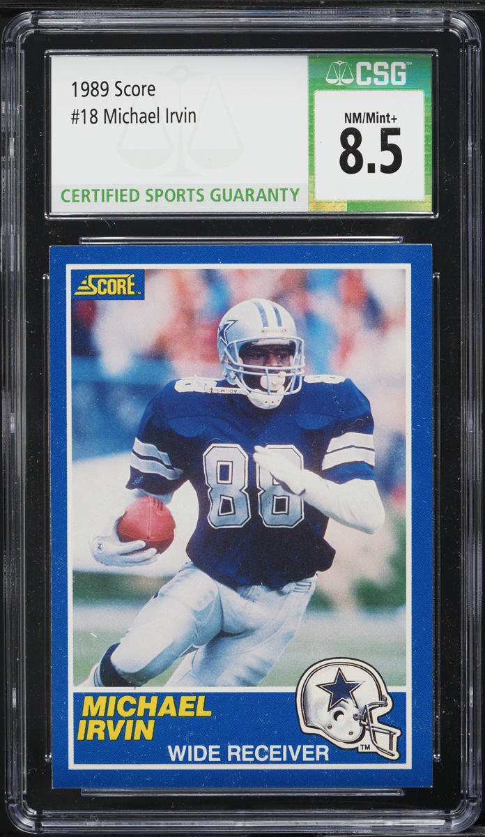 1989 Score Football Michael Irvin ROOKIE #18 CSG 8.5 NM-MT+