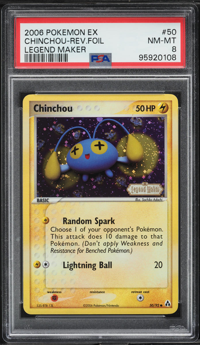 2006 Pokemon EX Legend Maker Reverse Holo Chinchou #50 PSA 8 NM-MT