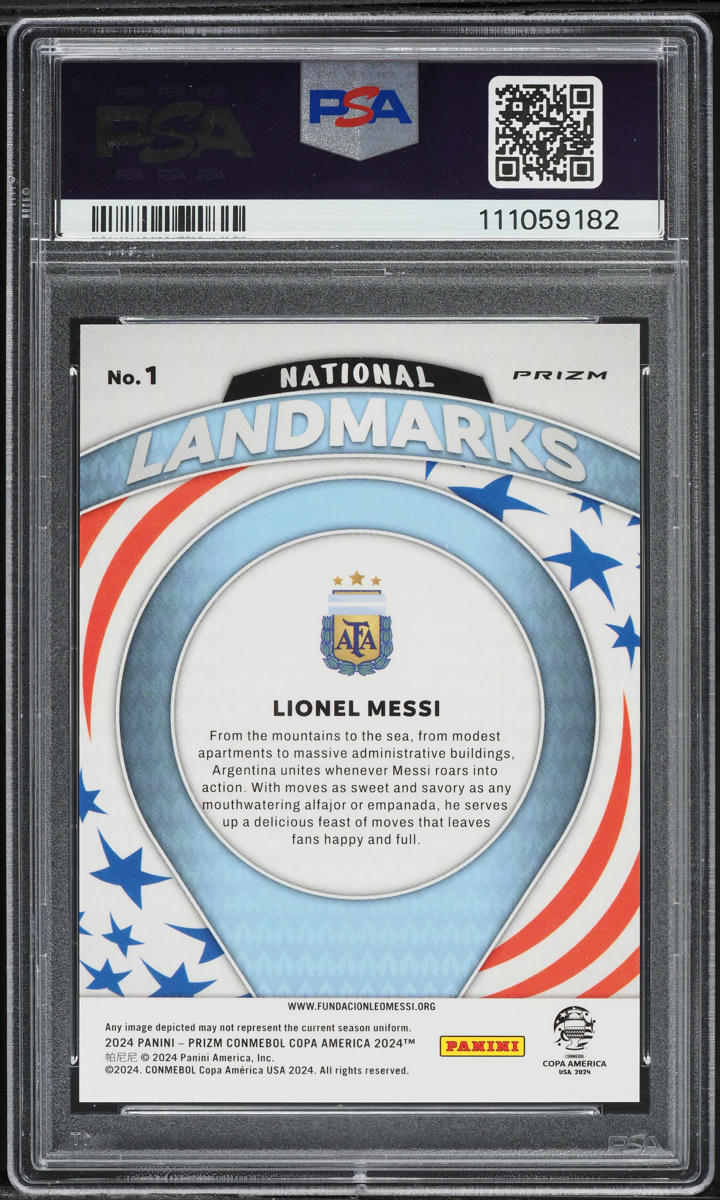 2024 Panini Prizm Conmebol Copa America National Landmarks Lionel Messi PSA 10