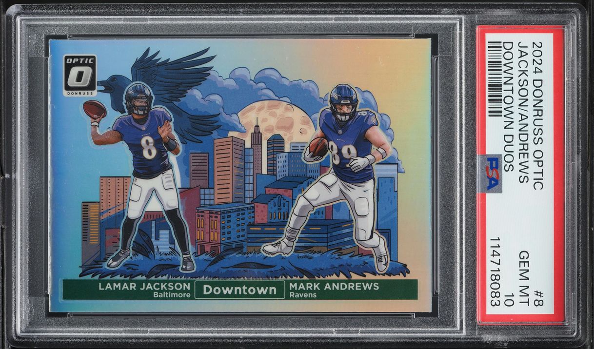 2024 Donruss Optic Downtown Duos Lamar Jackson Mark Andrews #8 PSA 10 GEM MINT