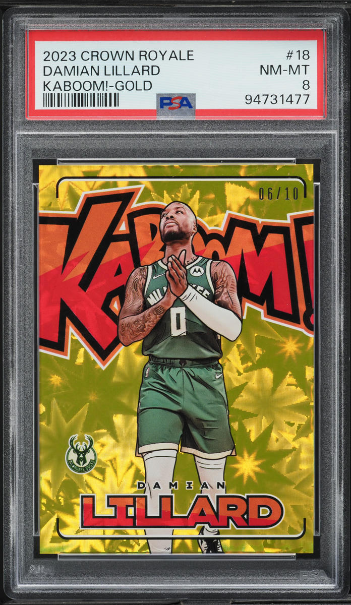 2023 Panini Crown Royale Kaboom! Gold Damian Lillard /10 #18 PSA 8 NM-MT