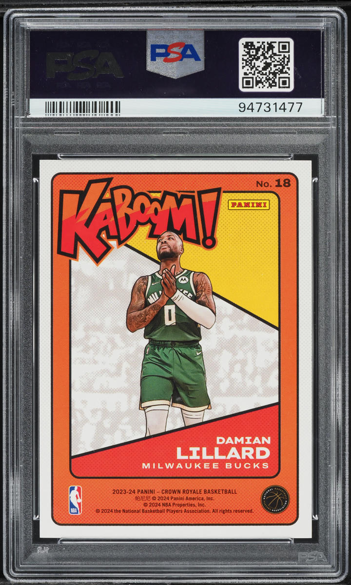 2023 Panini Crown Royale Kaboom! Gold Damian Lillard /10 #18 PSA 8 NM-MT