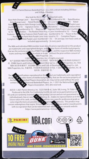 2021 Donruss Basketball Sealed Blaster Box, 11ct Packs