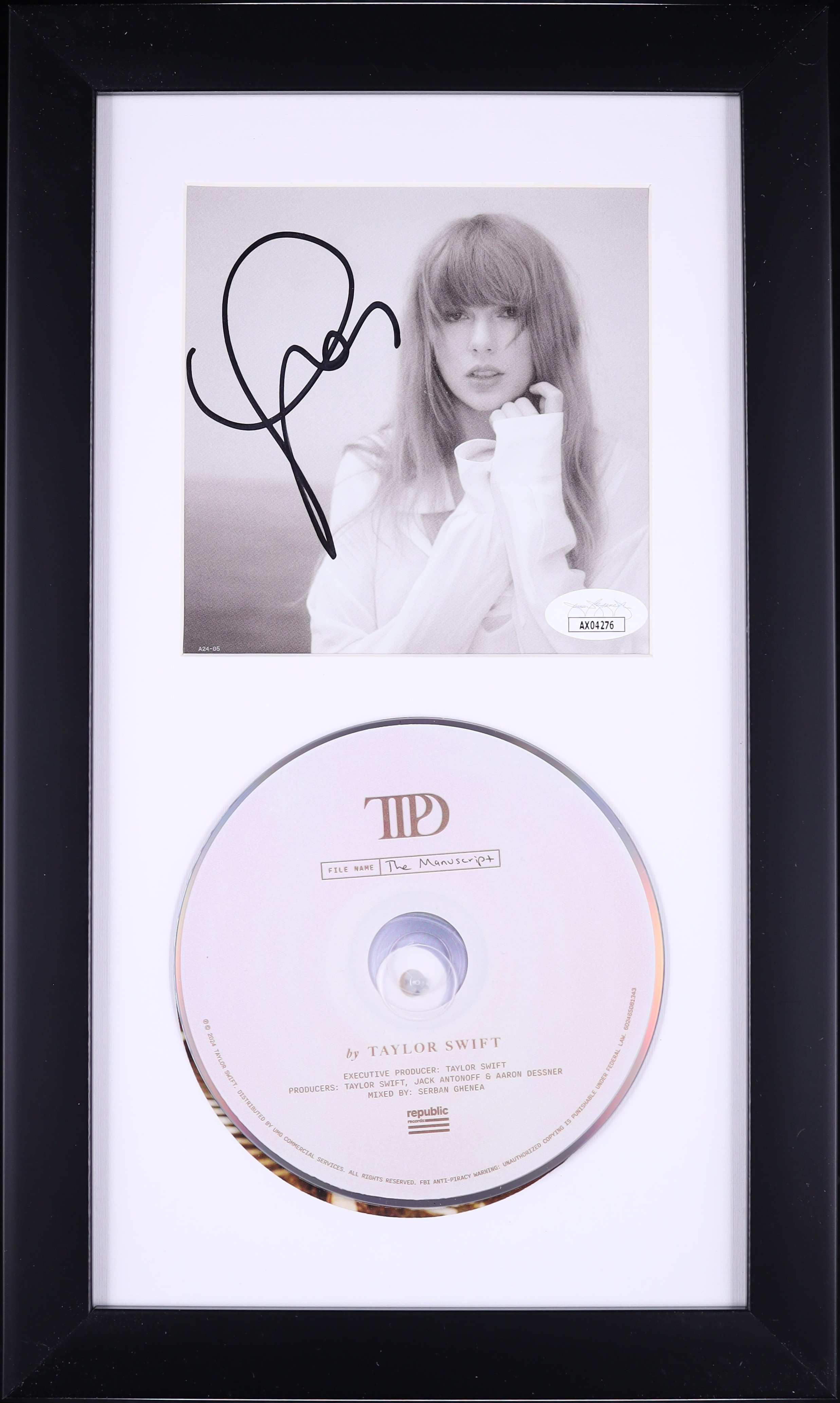 Taylor Swift Signed Autographed Framed CD Insert - JSA AUTH on