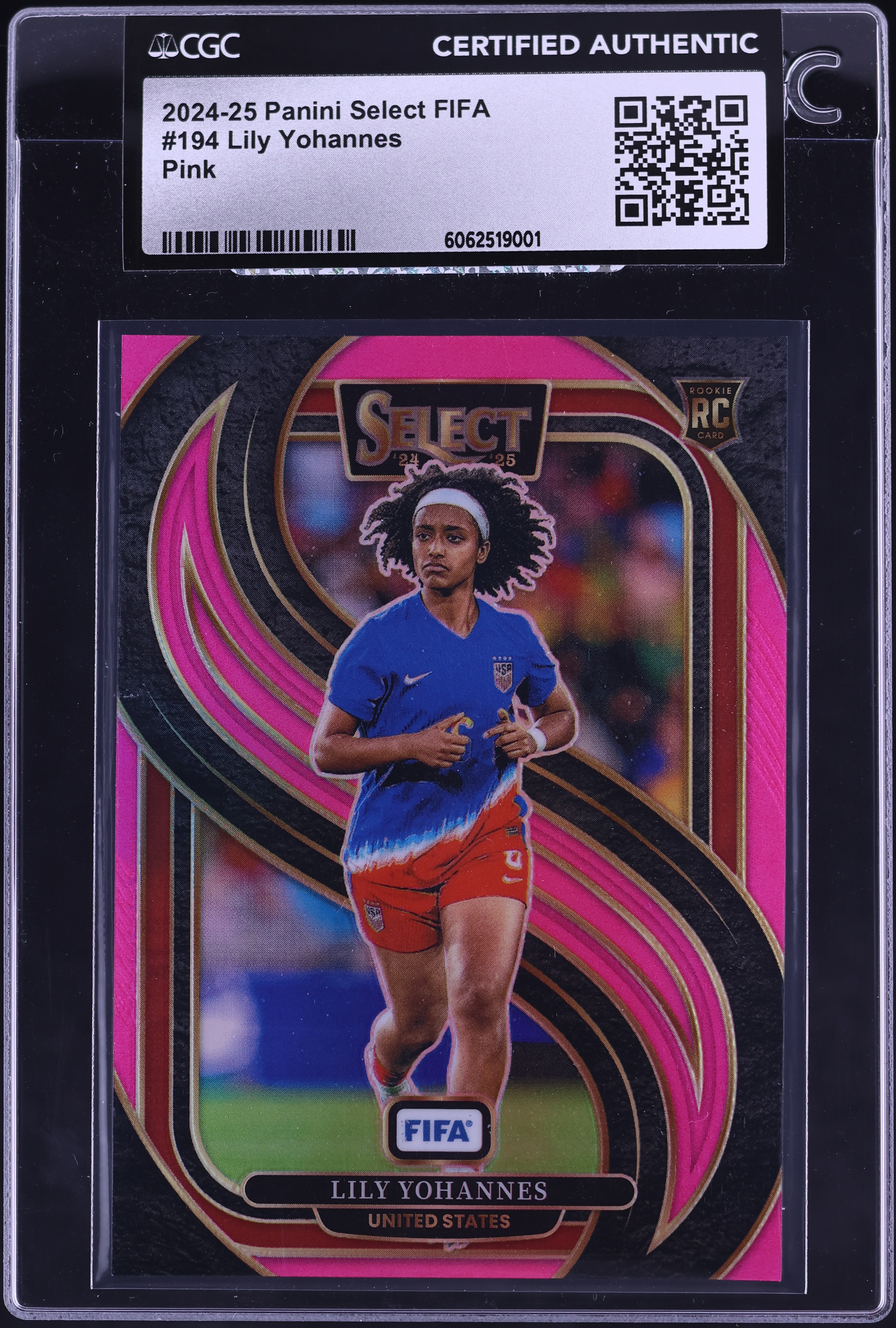 2024 Select FIFA Mezzanine Pink Lily Yohannes ROOKIE /59 #194 CGC