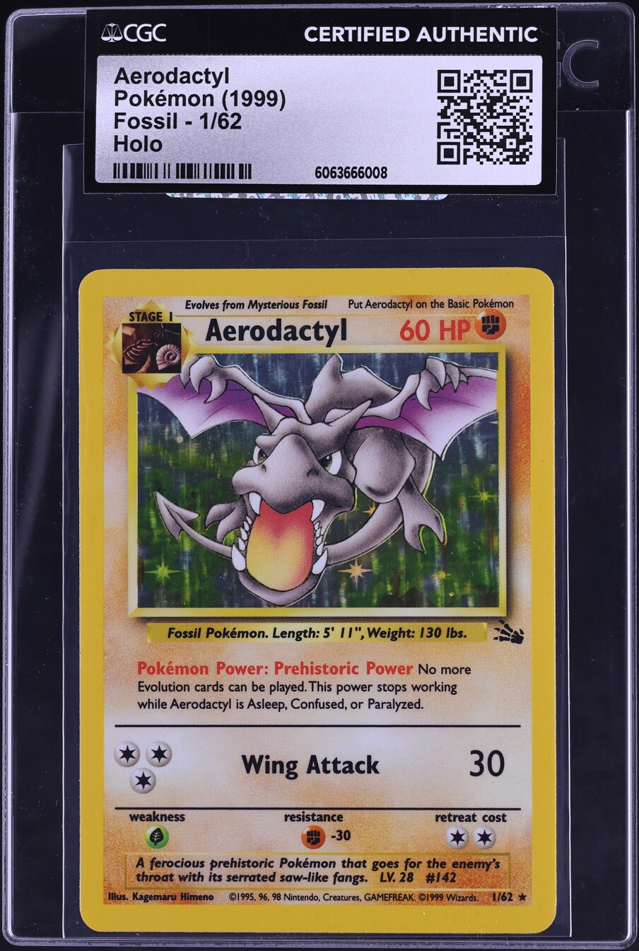 1999 Pokemon Fossil Holo Aerodactyl #1 CGC AUTH