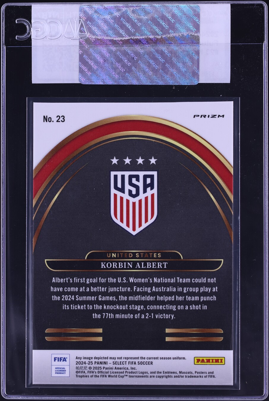 2024 Select FIFA Future Korbin Albert ROOKIE #23 CGC AUTH