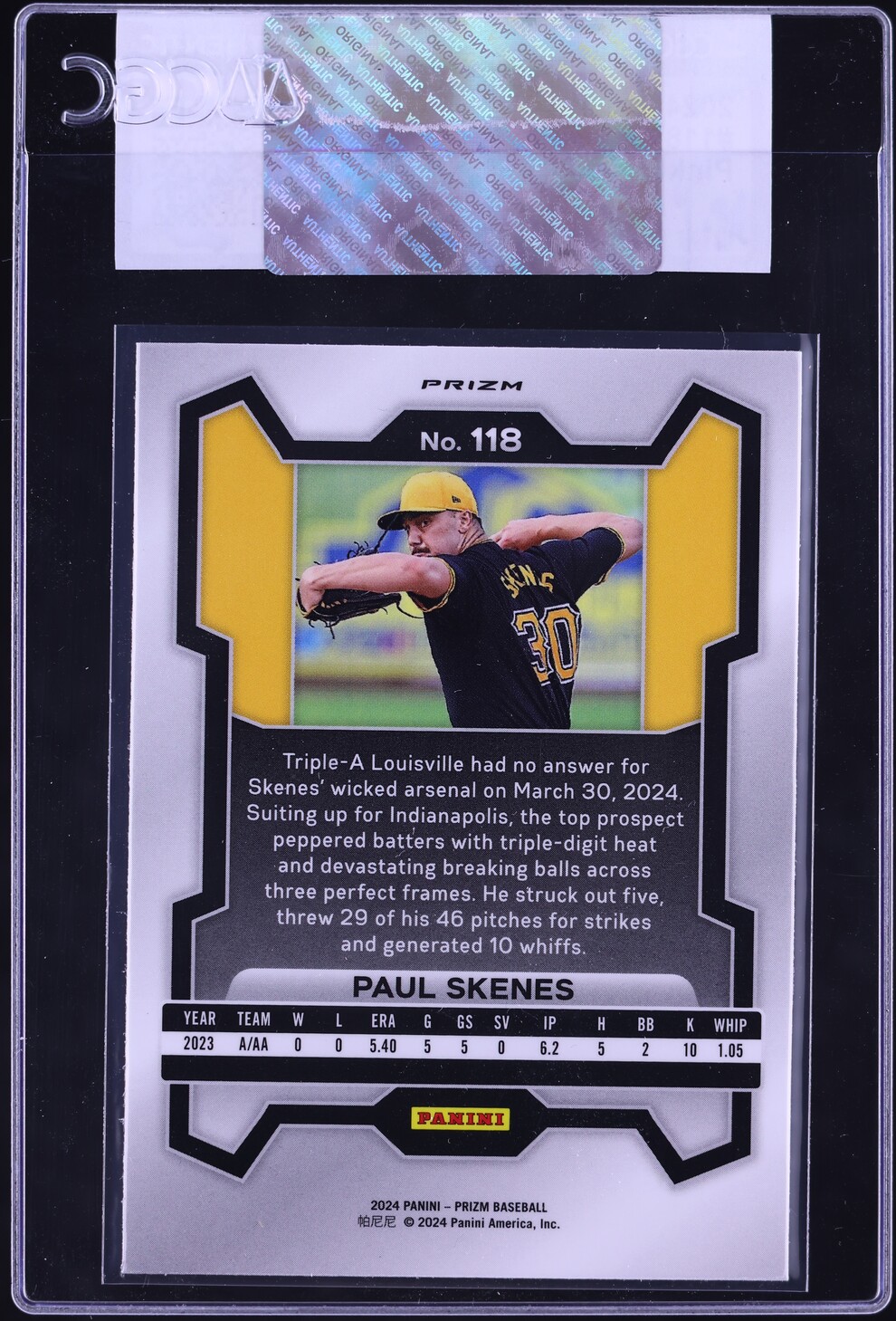 2024 Panini Prizm Pink Ice Paul Skenes ROOKIE #118 CGC AUTH