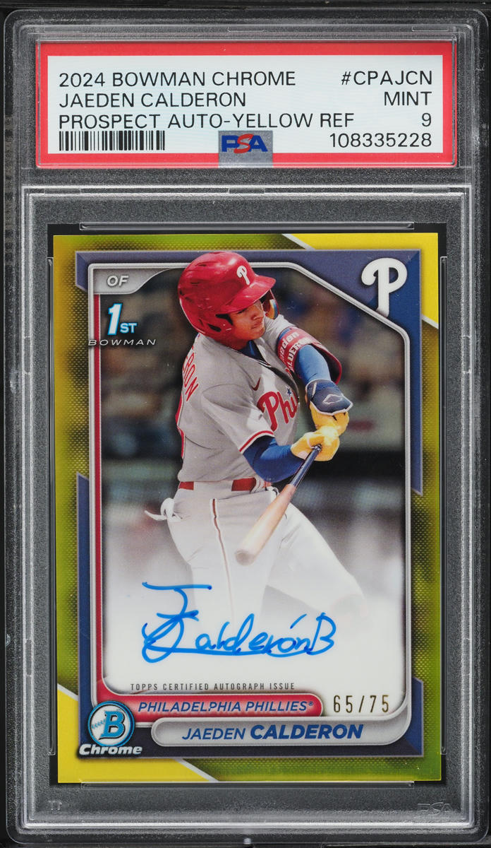 2024 Bowman Chrome Yellow Jaeden Calderon PROSPECT AUTO /75 #CPA-JCN PSA 9 MINT