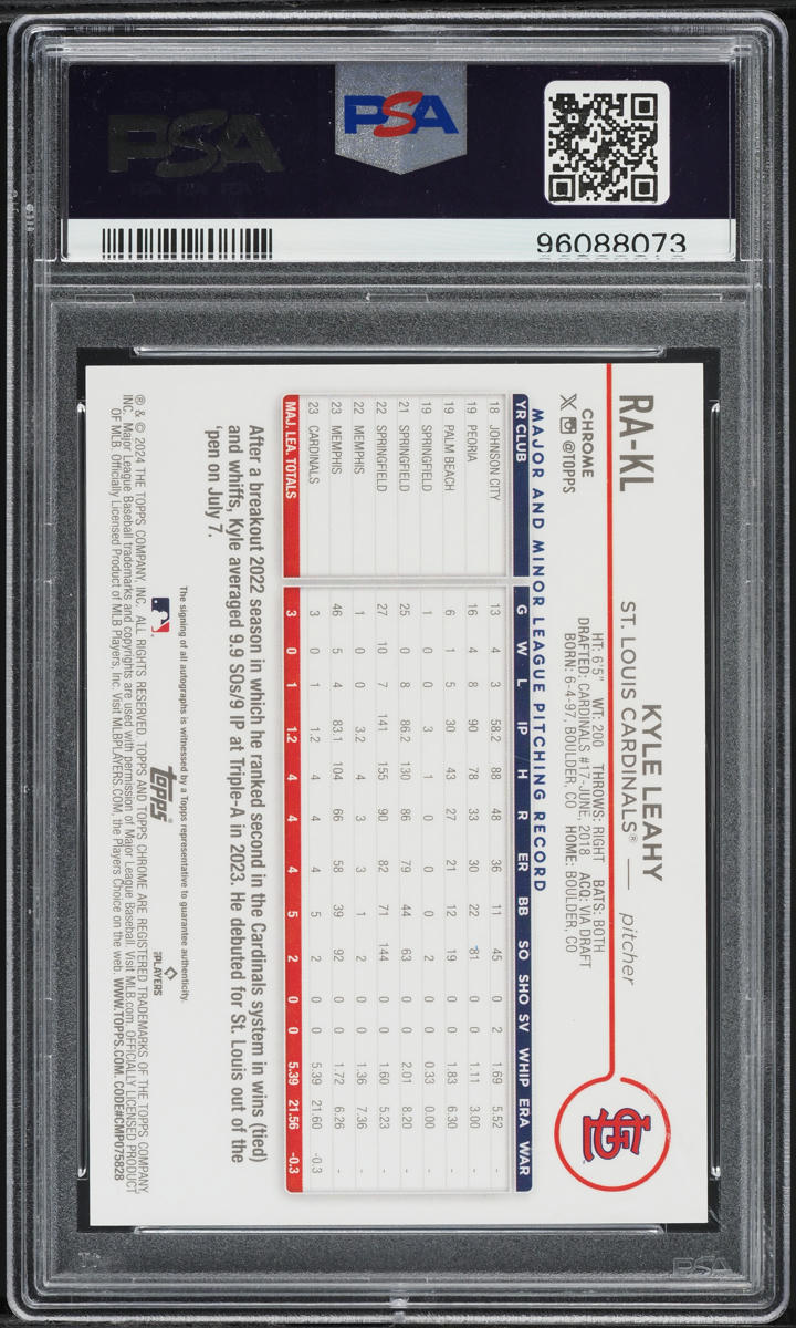 2024 Topps Chrome Kyle Leahy ROOKIE AUTO #RA-KL PSA 10 GEM MINT