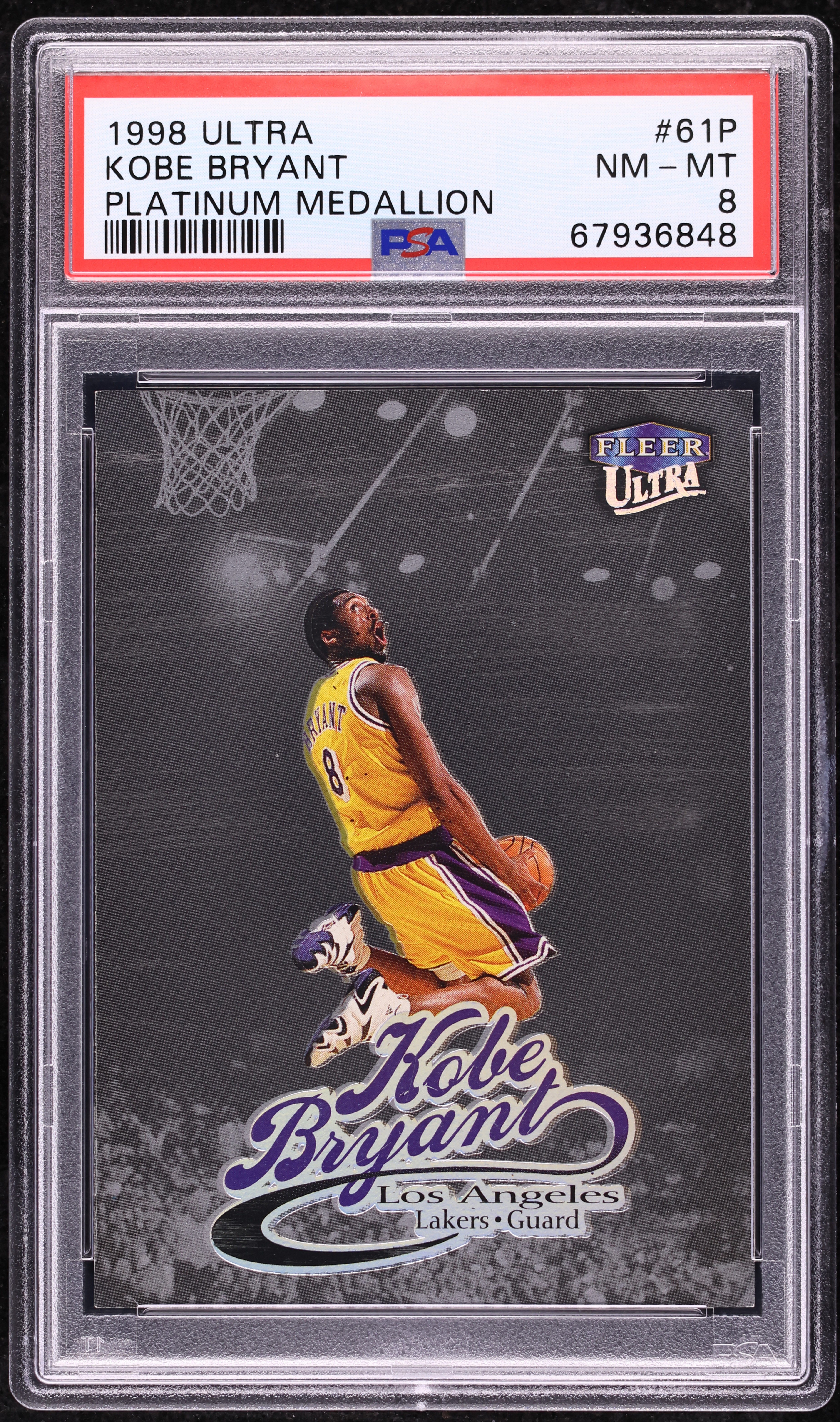 1998 Ultra Platinum Medallion Kobe Bryant /99 #61P PSA 8 NM-MT on 
