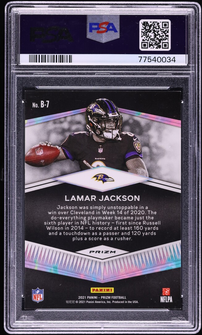 2021 Panini Prizm Brilliance Black Finite Lamar Jackson 1/1 #B7 PSA 9 MINT