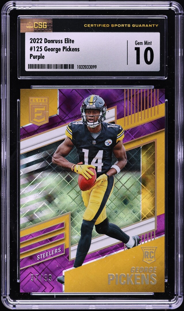 2022 Donruss Elite Purple George Pickens ROOKIE /99 #125 CSG 10 GEM MINT