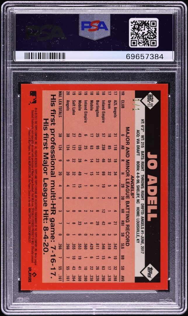 2021 Topps Chrome '86 Superfractor Jo Adell ROOKIE 1/1 #86BC11 PSA 10 GEM MINT