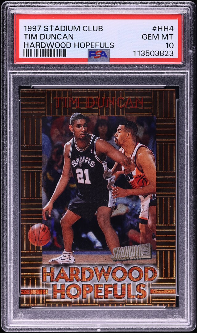 1997 Stadium Club Hardwood Hopefuls Tim Duncan ROOKIE #HH4 PSA 10 GEM MINT
