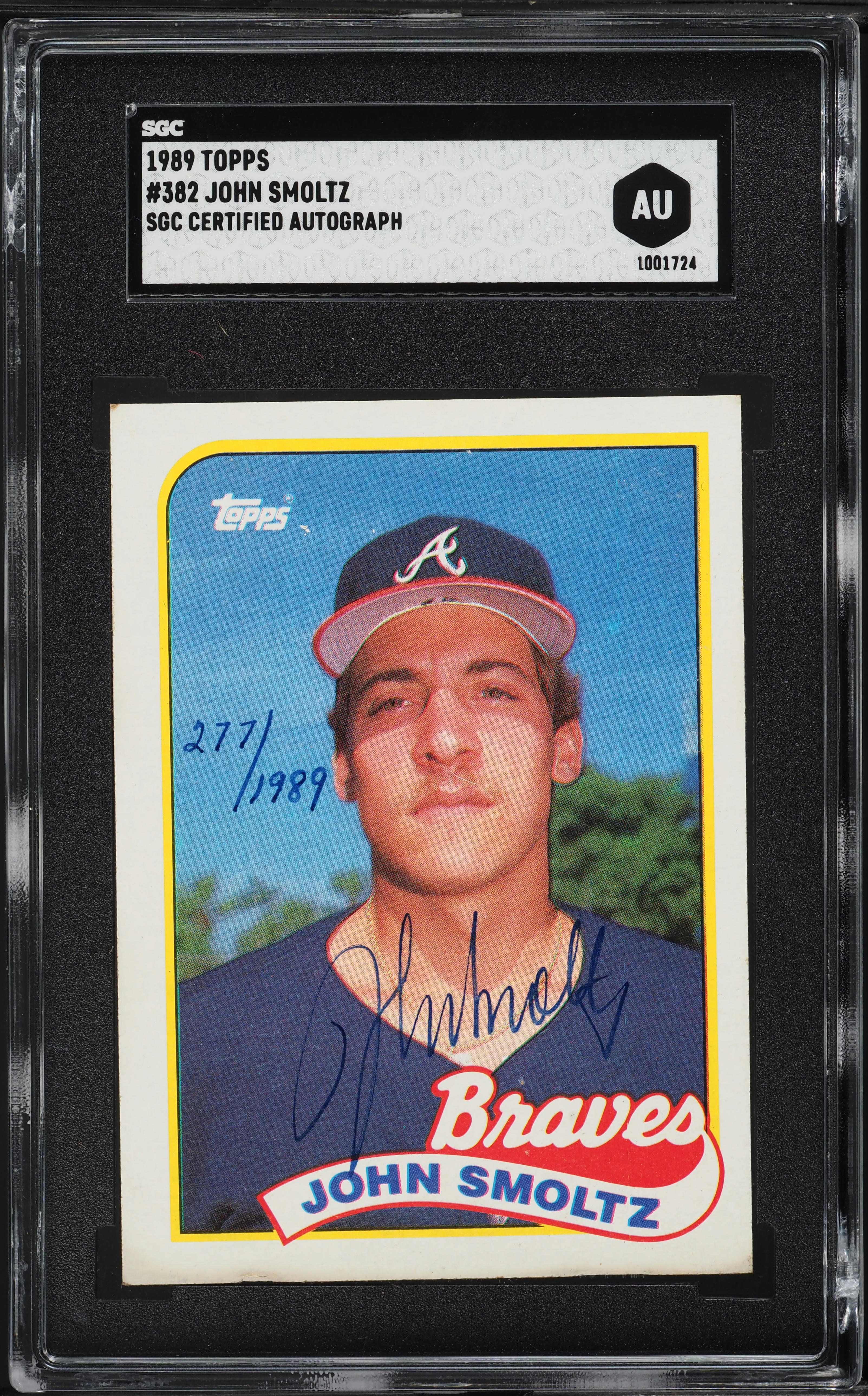 1989 Topps John Smoltz ROOKIE AUTO /1989 #382 SGC AUTH on Fanatics 