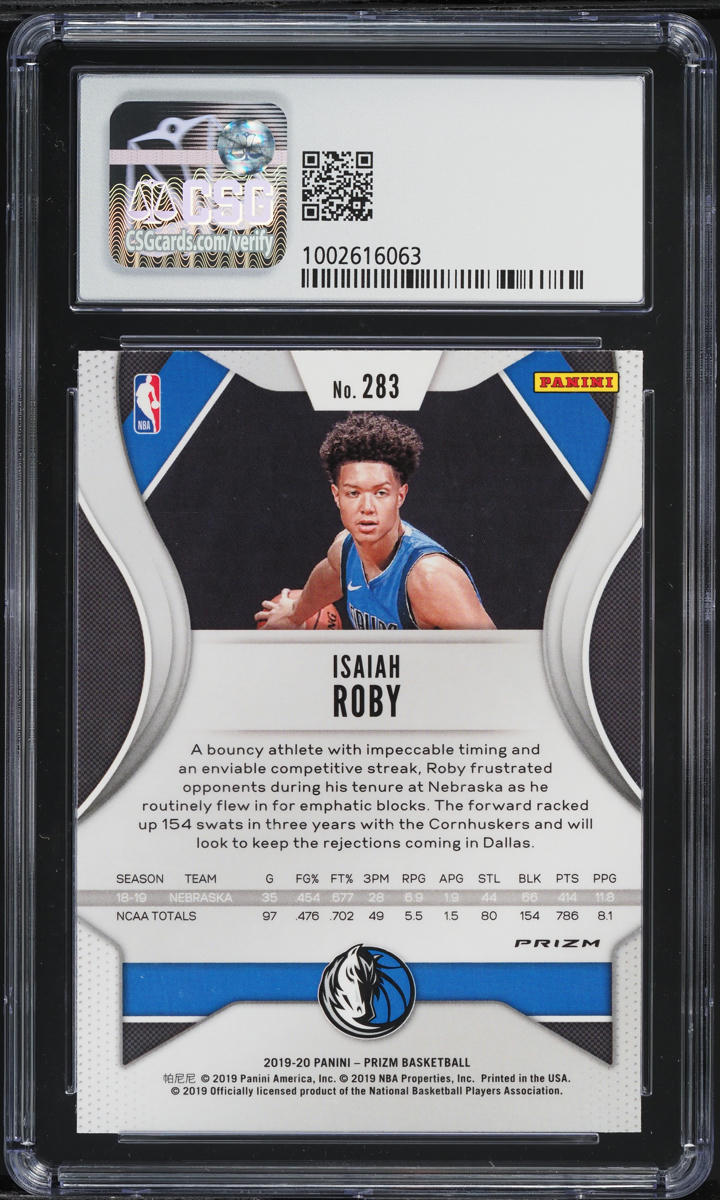 2019 Panini Prizm Silver Isaiah Roby ROOKIE #283 CSG 9 MINT