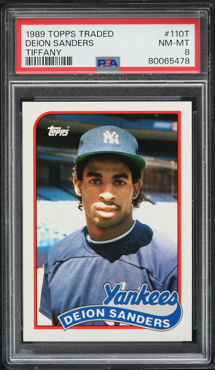 1989 Topps Traded Tiffany Deion Sanders ROOKIE #110T PSA 8 NM-MT