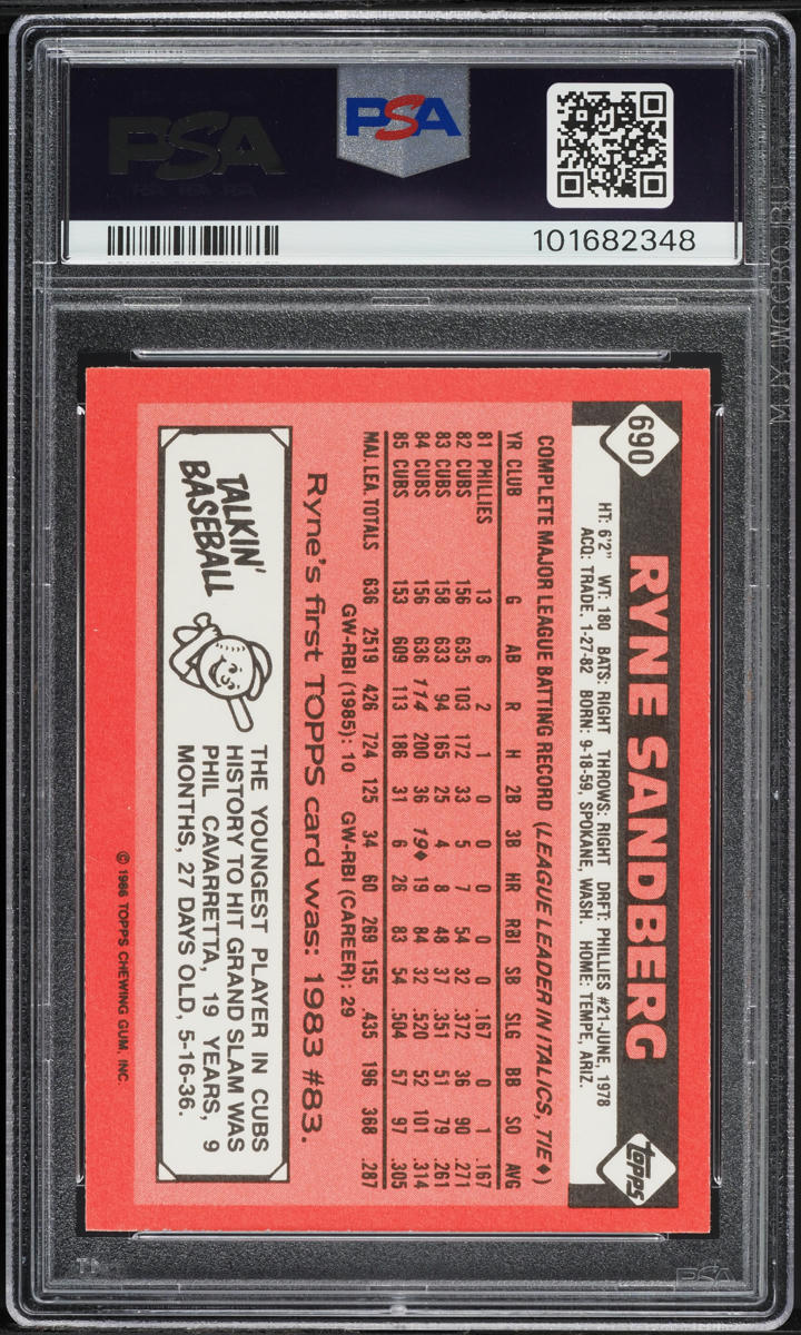 1986 Topps Tiffany Ryne Sandberg #690 PSA 9 MINT