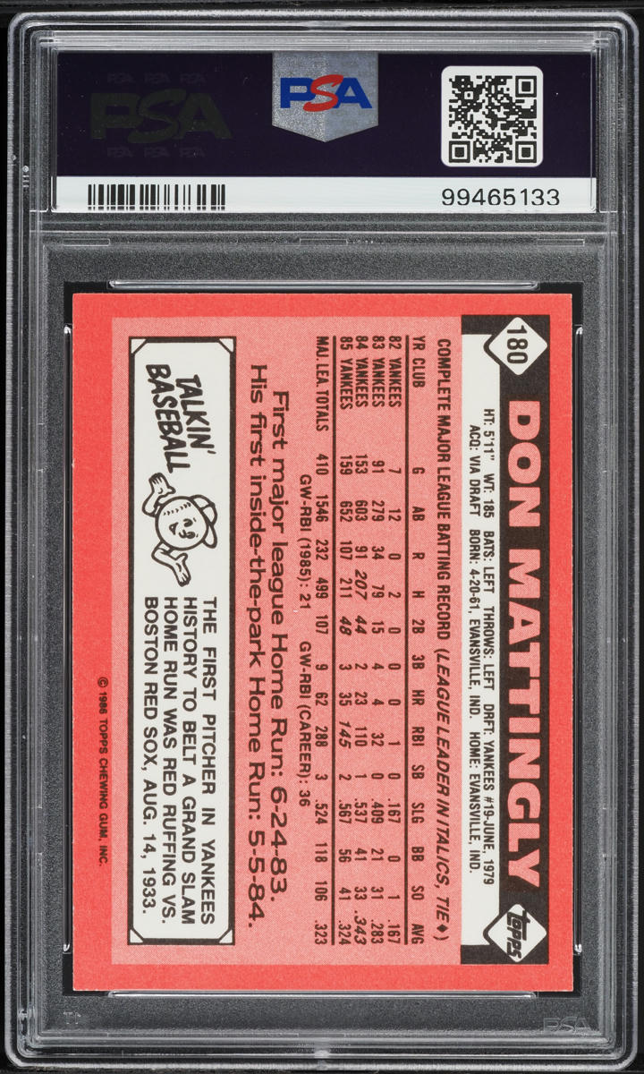 1986 Topps Tiffany Don Mattingly #180 PSA 8 NM-MT