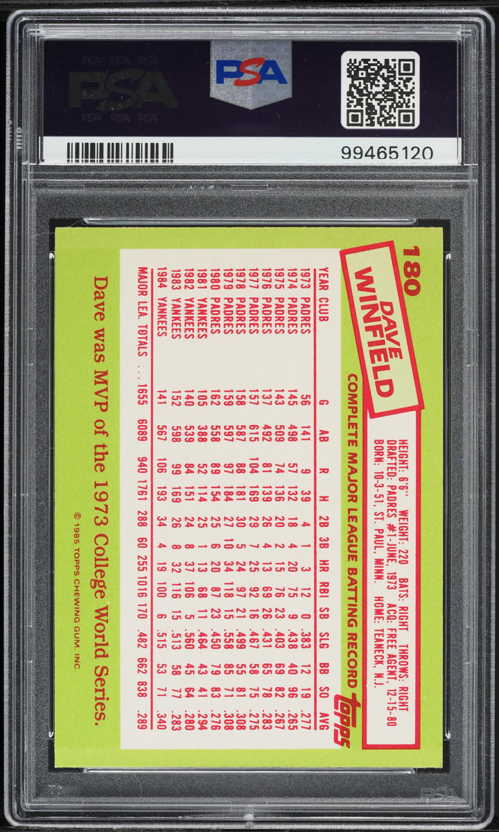 1985 Topps Tiffany Dave Winfield #180 PSA 9 MINT
