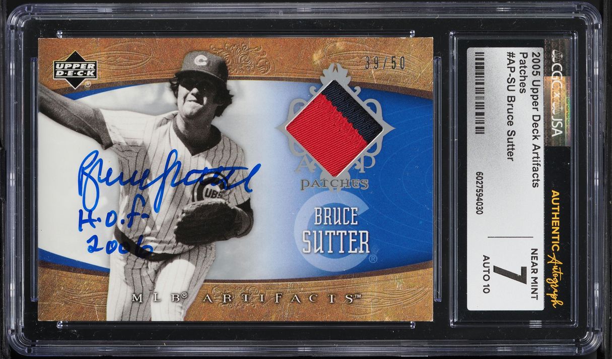 2005 Upper Deck Artifacts Patches Bruce Sutter PATCH AUTO /50 #AP-SU CGC 7 NRMT