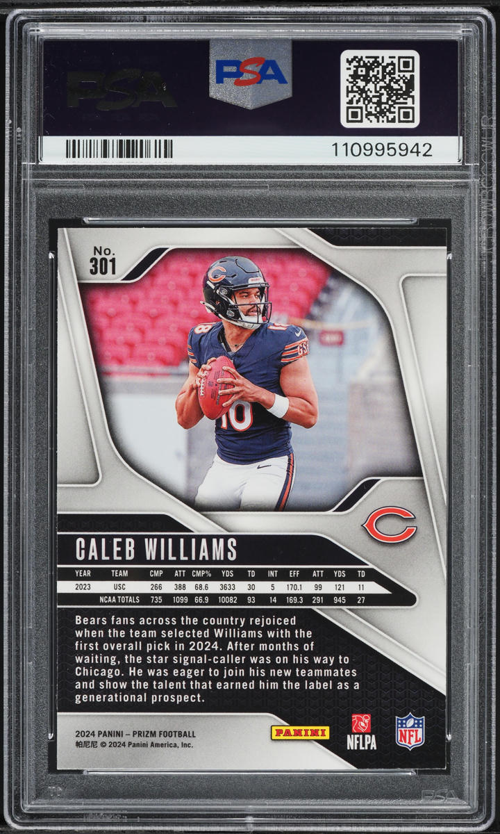 2024 Panini Prizm Caleb Williams ROOKIE #301 PSA 10 GEM MINT on