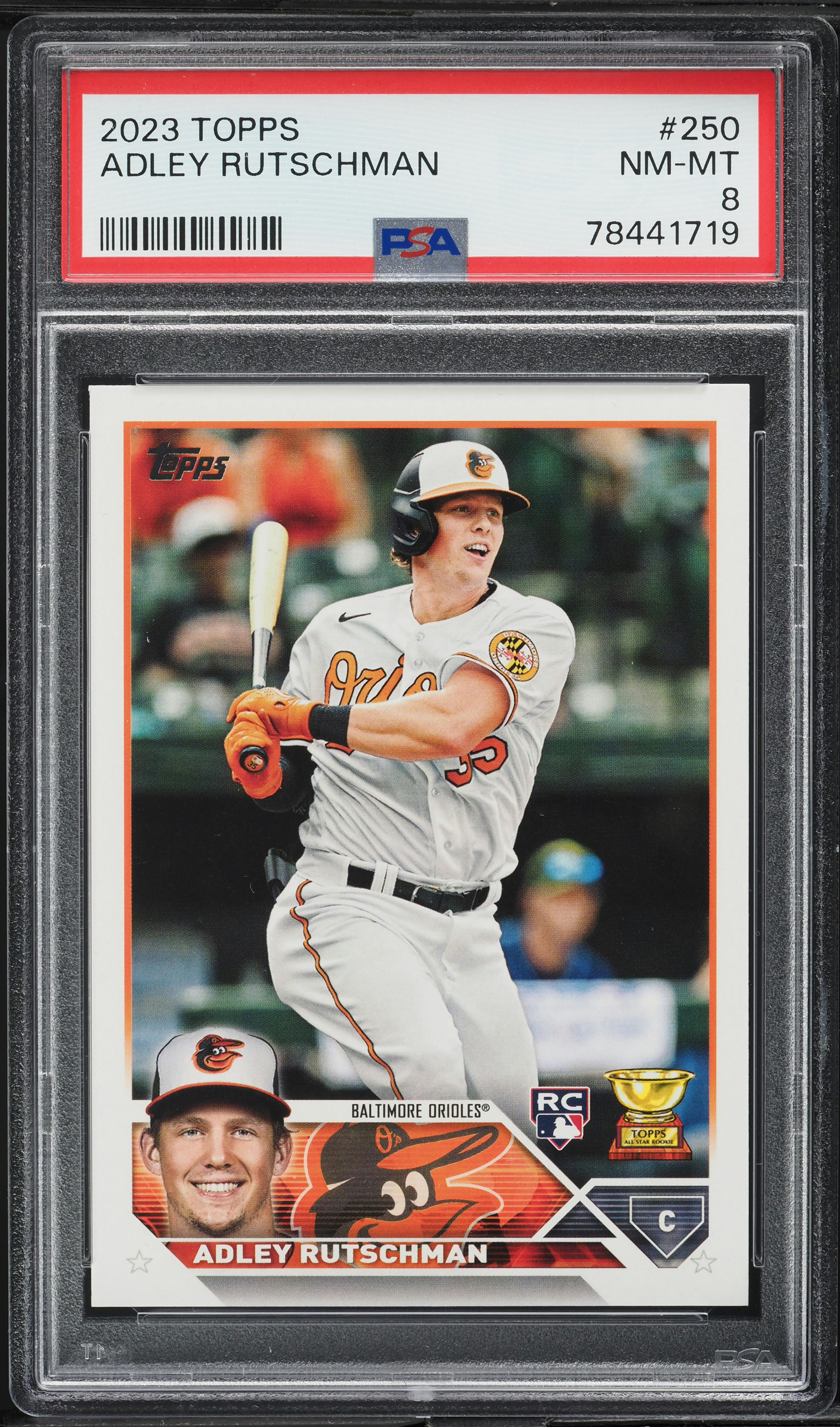 2023 Topps Adley Rutschman ROOKIE #250 PSA 8 NM-MT on Fanatics Collect