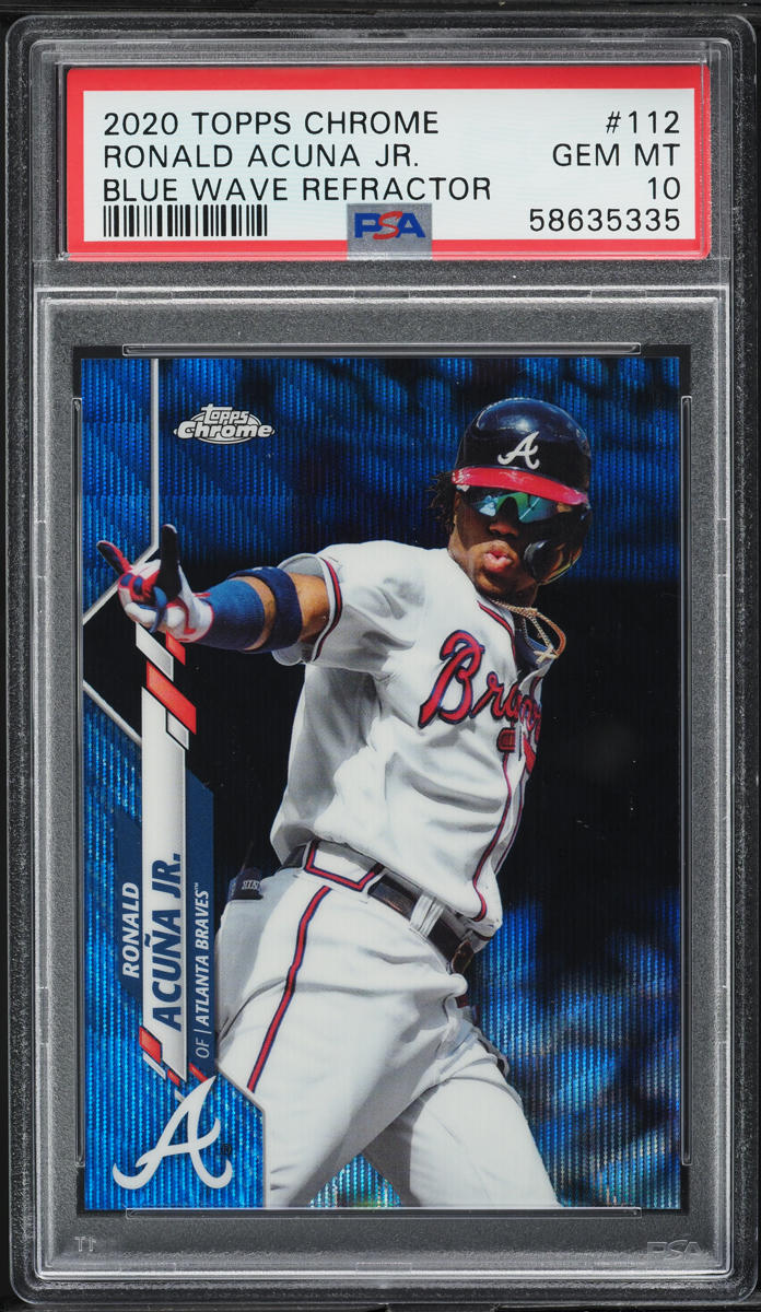 2020 Topps Chrome Blue Wave Refractor Ronald Acuna Jr. /75 #112 PSA 10 GEM MINT