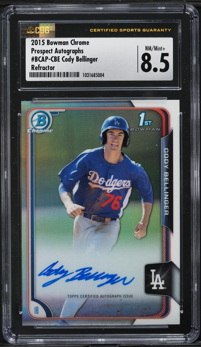 2015 Bowman Chrome Refractor Cody Bellinger PROSPECT AUTO /499 CSG 8.5 NM-MT+