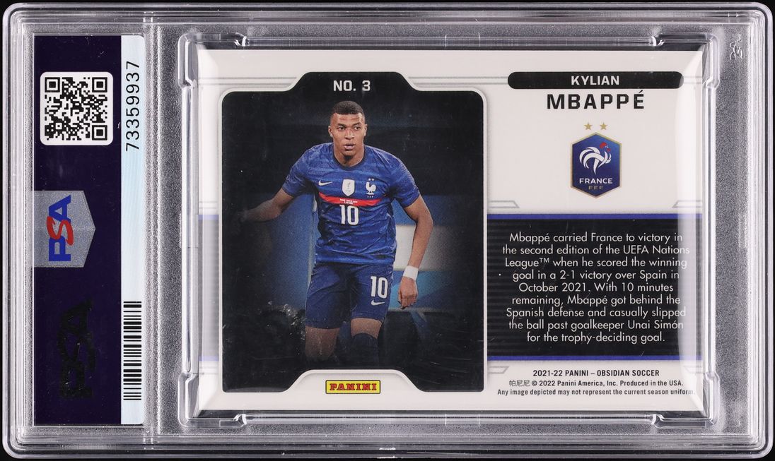 2021 Panini Obsidian Black Colorblast Kylian Mbappe #3 PSA 10 GEM