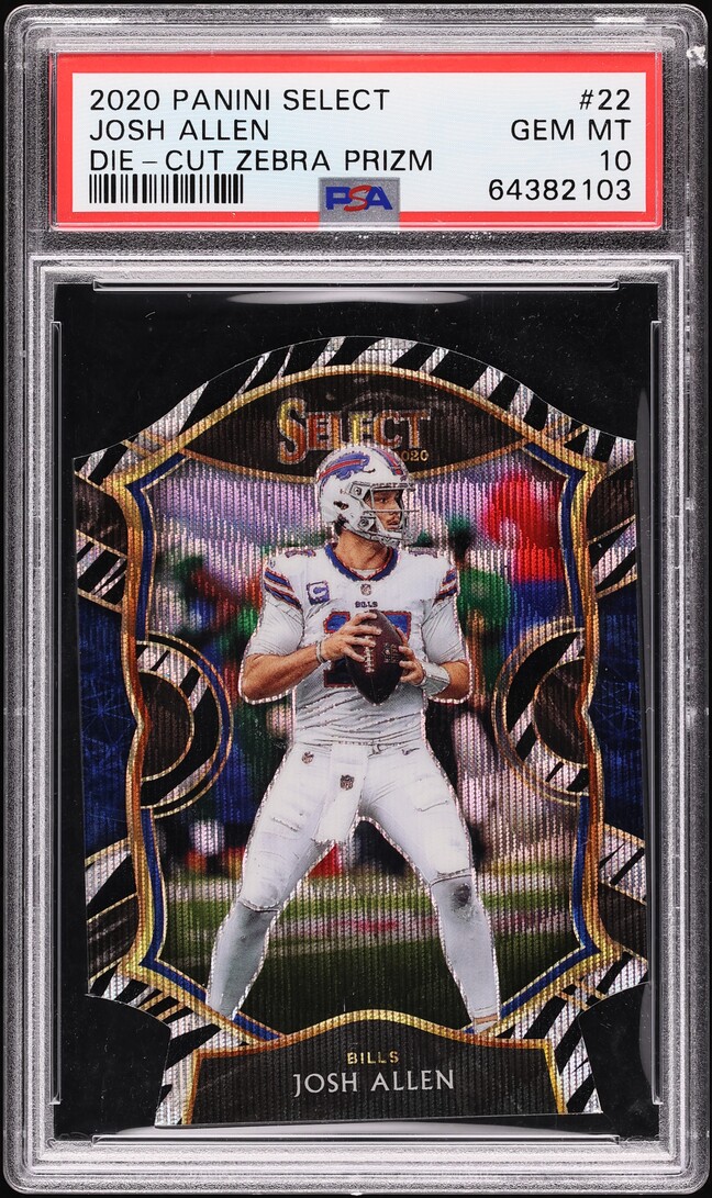 2020 Select Concourse Zebra Prizm Die-Cut Josh Allen #22 PSA 10