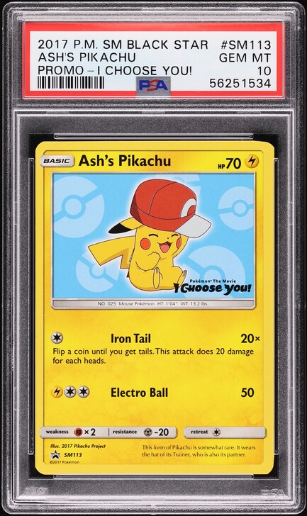 2017 Pokemon Japanese SM Promo Get Campaign Ash's Pikachu #71 PSA